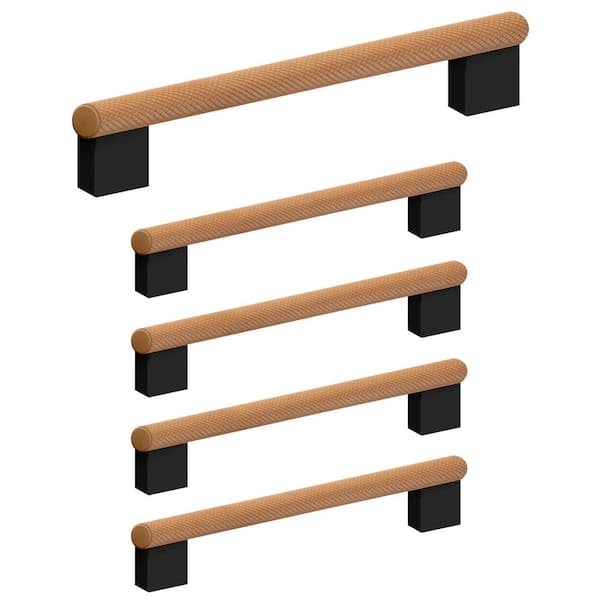 Design House Porter 5 in. (128mm) Center-to-Center, Satin Gold/Matte Black Cabinet Bar Pull, 5-Pack