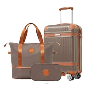 3-Piece Hard Shell Coppery Toiletry Luggage Set with TSA Lock (20 in.)