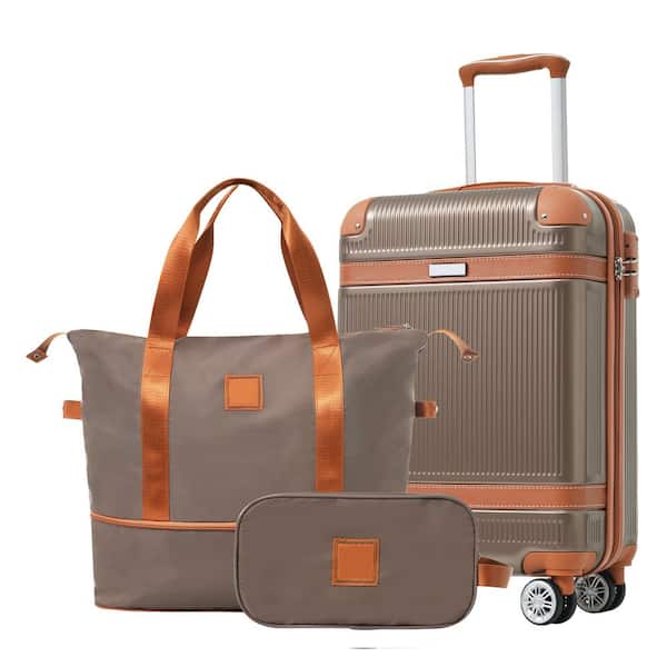 INNOBULE 3-Piece Hard Shell Coppery Toiletry Luggage Set with TSA Lock (20 in.)