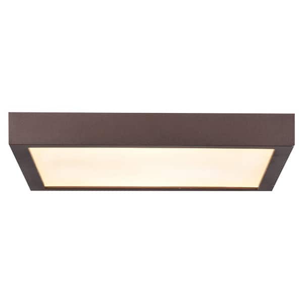 Access Lighting Ulko Exterior 9 in. W 100-Watt Equivalent Bronze Integrated LED Flushmount with Acrylic Lens