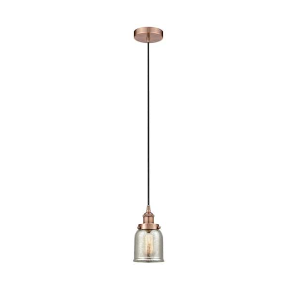 Bell 100-Watt 1-Light Antique Copper Standard Mini Pendant Light with Painted Glass Shade, No Bulbs Included