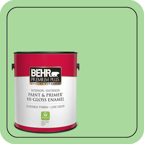 BEHR PREMIUM PLUS 1 gal. #440B-4 Cool Aloe Hi-Gloss Enamel Interior/Exterior Paint & Primer