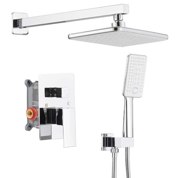 HOMEMYSTIQUE Single Handle 2-Spray Shower Faucet 2.5 GPM with High Pressure in Polished Chrome