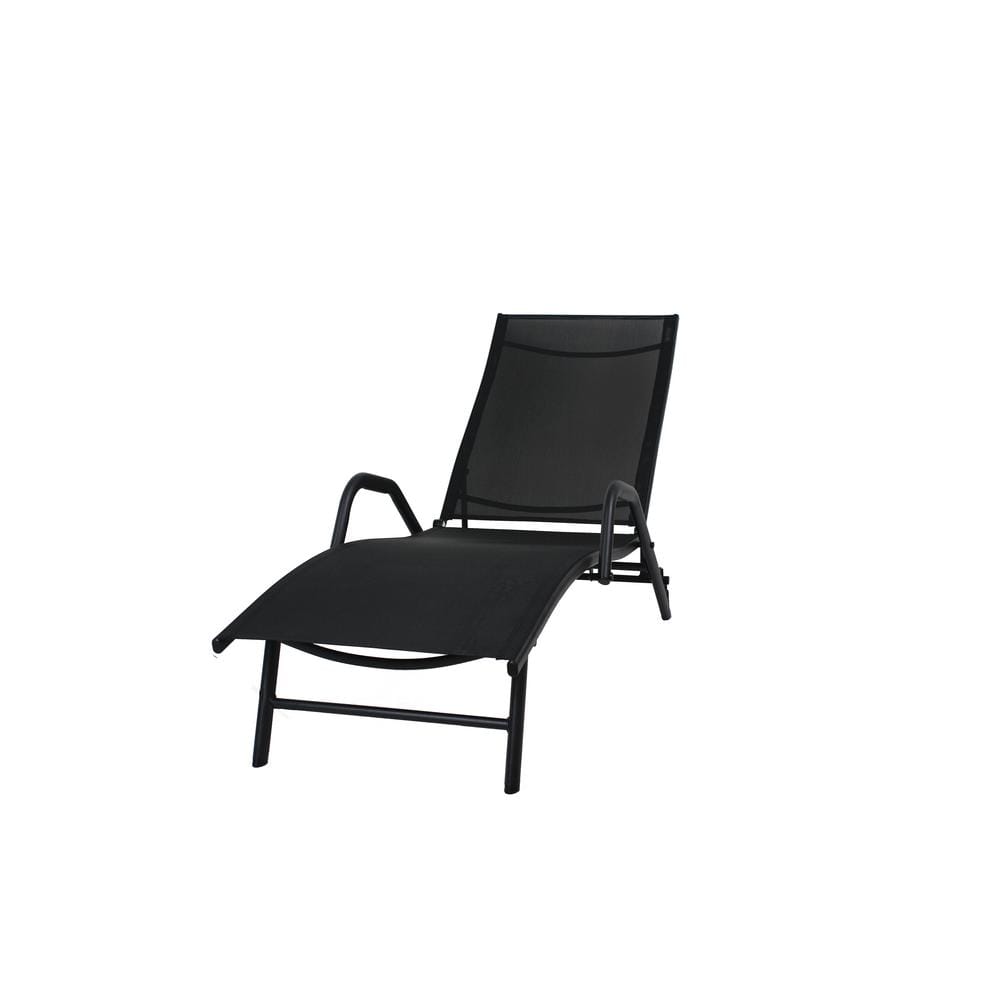 SUGIFT Black Metal Adjustable Mesh Outdoor Chaise Lounge ZY1C0027 The