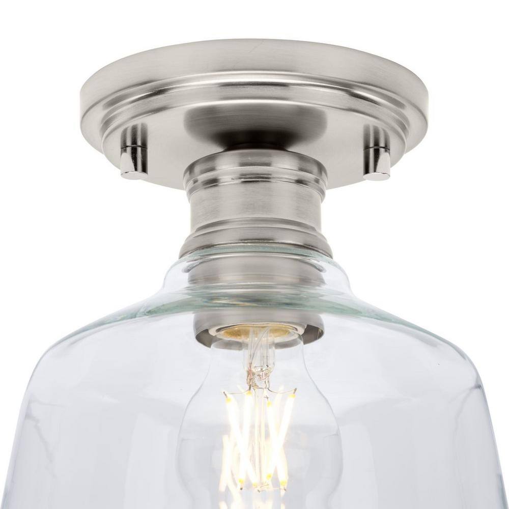 Brushed Nickel Glass Semi-Flush Mount Light