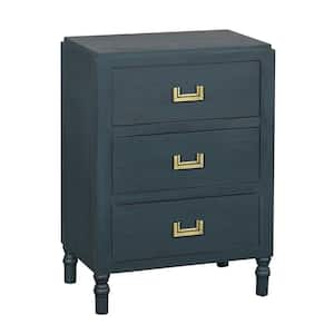 Samantha Antique Navy 3 Drawer 17.75 in. W Nightstand