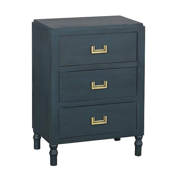 StyleCraft Samantha Antique Navy 3 Drawer 17.75 in. W Nightstand