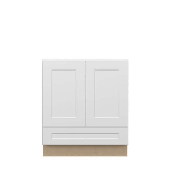 Unbranded Norfolk Shaker 30 in. W x 34.5 in. H x 21 in. D in Painted White Plywood Assembled Bath Base w/Bottom Drawer
