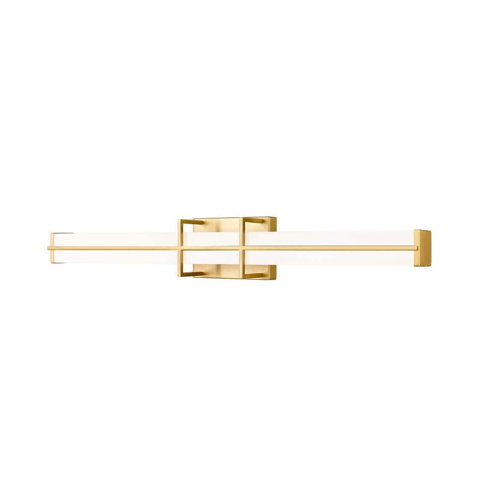 Harrison 32 in. 1-Light Modern Gold Integrated LED Vanity Light with Froste