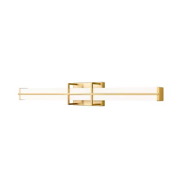 Unbranded Harrison 32 in. 1-Light Modern Gold Integrated LED Vanity Light with Frosted Plastic Shade