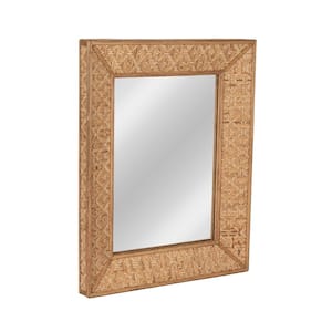 20.5 in. W x 25.4 in. H Handwoven Rattan Natural Decorative Mirror