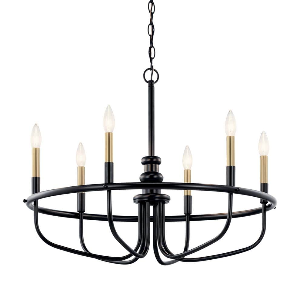 Capitol Hill Modern Black 6-Light Chandelier with Candle Sleeves