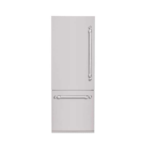 Hallman Classico 30 in. 16 CF TTL. Counter-Depth Built-in Bottom Mount Refrigerator, LH-Hinge in Stainless Steel W-Chrome Trim