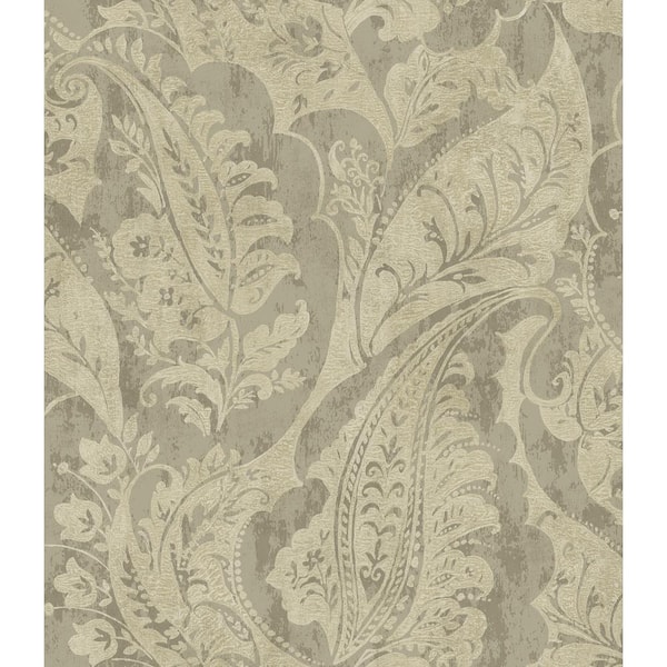 Seabrook Designs Glisten Metallic Greige and Tan Paisley Paper Strippable Roll (Covers 56.05 sq. ft.)