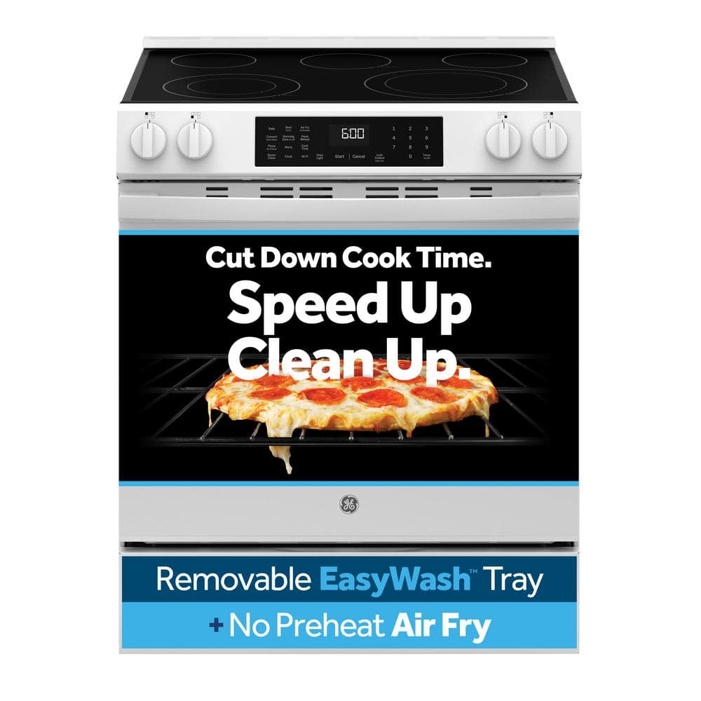 30 in. 5 Burner Element Smart Slide-In Electric Convection Range in White w