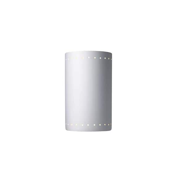 Justice Design Ambiance 2-Light Large Cylinder with Perfs Bisque Wall ...