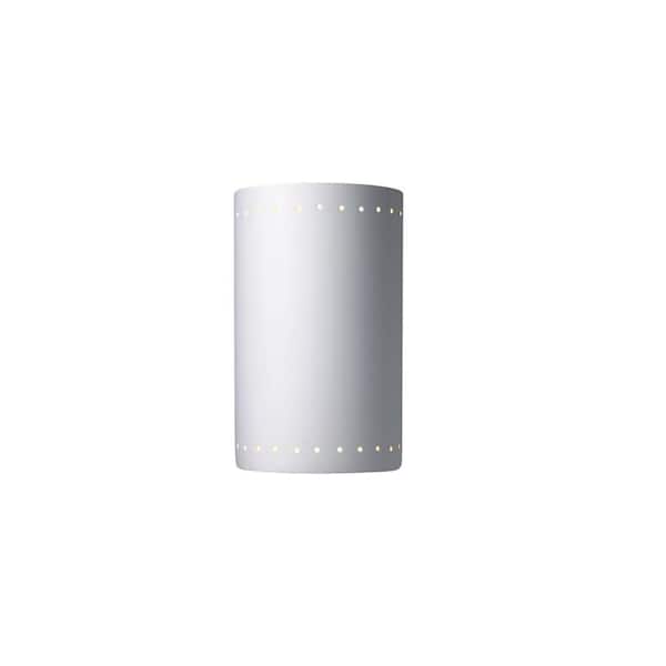 Justice Design Ambiance 2-Light Large Cylinder with Perfs Bisque Wall Sconce