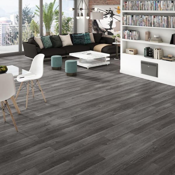 Polished Pro Ultra Thick Urban Granite 20-mil x 6 in. W x 48 in. L Glue Down Waterproof Vinyl Flooring (24 sq. ft. /ctn)