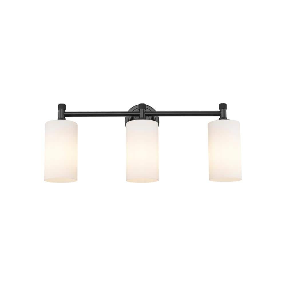 Crown Point 23.88 in. 3-Light Matte Black Vanity Light with Glass Shade price history on PriceWatchPro