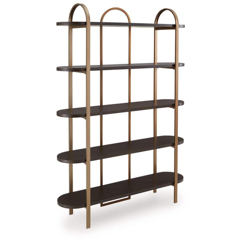 Brown and Gold 48" Modern Metal Frame Bookcase