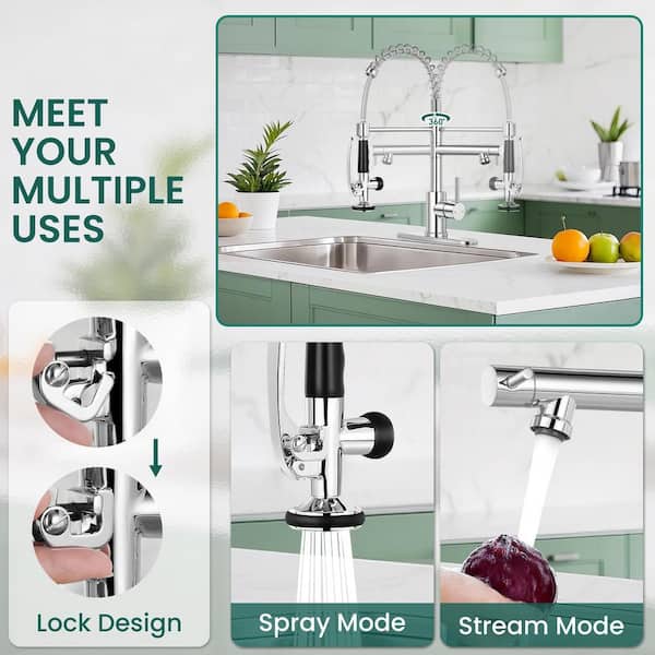 Single Handle 18 in. H Pull Down Sprayer Kitchen Faucet with Advanced Spray in Polished Chrome