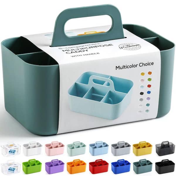 置物 addictive of green Stackable Plastic Caddy Organizer with Handle Cyan Multiuse Tote
