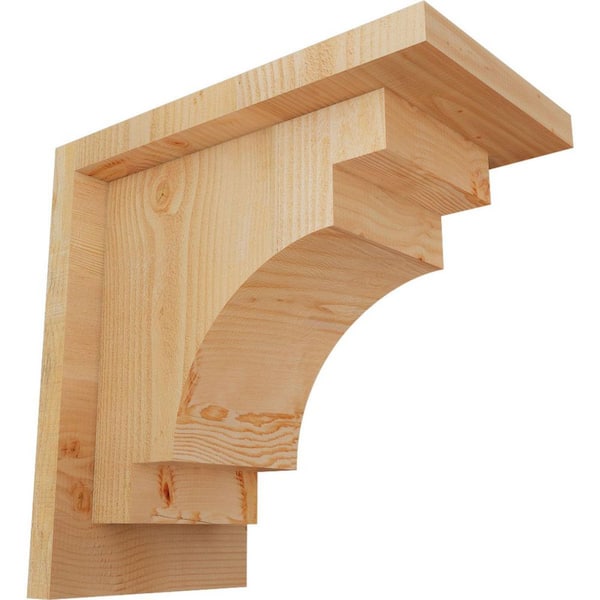 Ekena Millwork 6 in. x 10 in. x 10 in. Douglas Fir Mediterranean Rough Sawn Corbel with Backplate