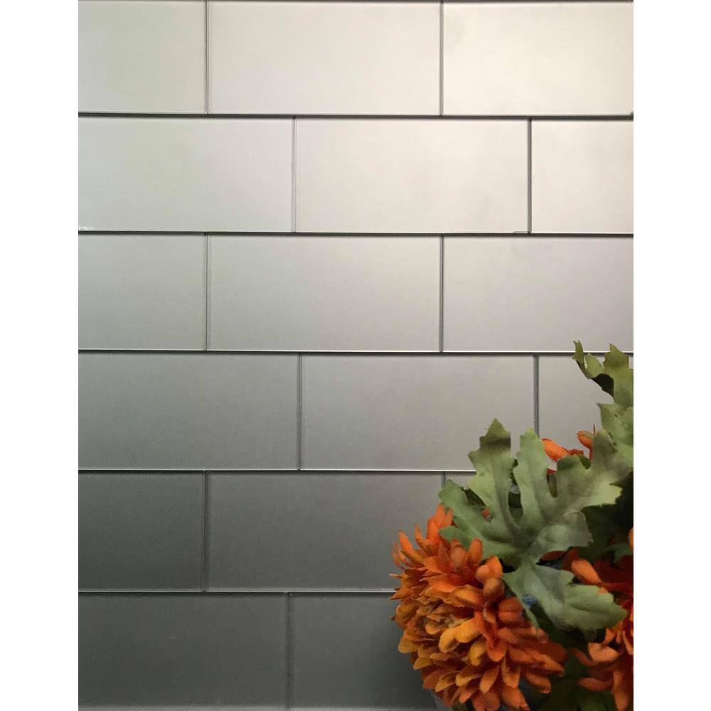 Eternal Silver Matte Glass 3x6 Subway Wall Tile
