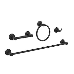 Fast Fit Macie 4-Piece Bath Hardware Set with 24 in. Towel Bar, Toilet Paper Holder, Towel Ring and Double Towel Hook