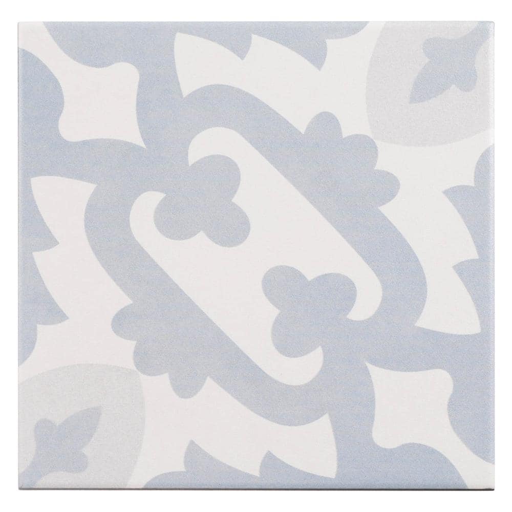 Istanelle Turiya Blue 8 in. Encaustic Patterned Matte Porcelain Wall and Fl