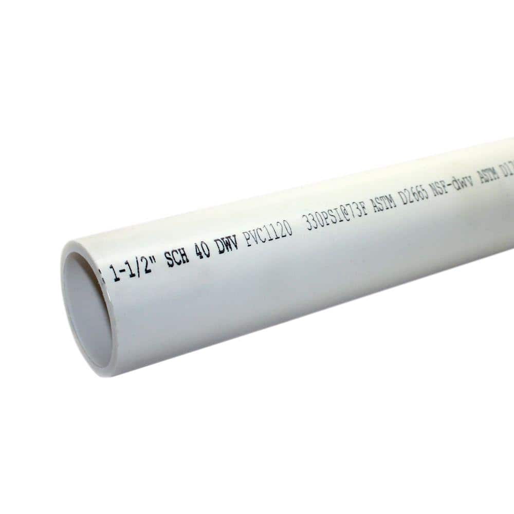 12" inch diameter schedule 40 white pvc plastic pipe x 1 foot length 