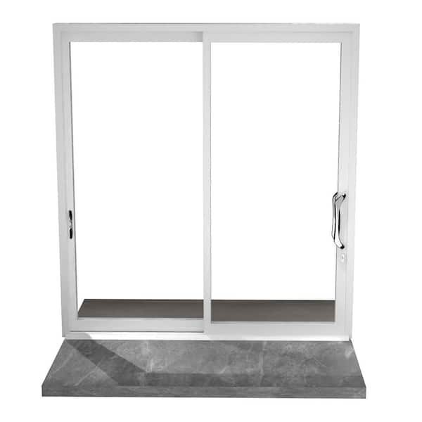 ERIS 96 in. x 80 in. Matte White Universal Handing Aluminum Sliding Patio Door with Aluminum Frame and Lockset