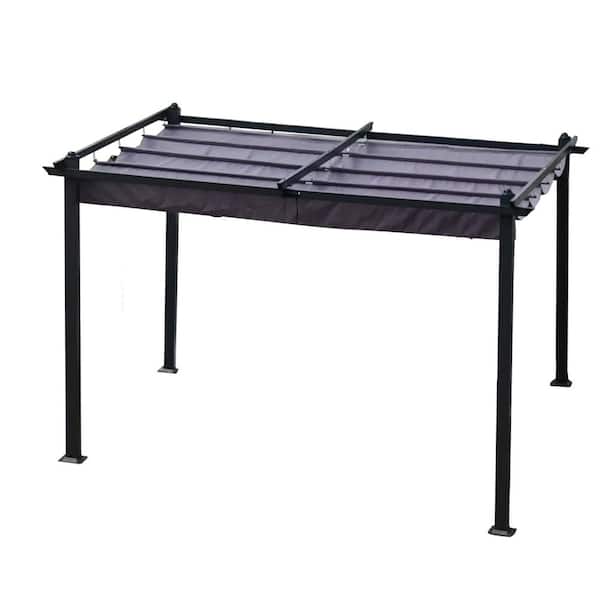 cenadinz 10 ft. x 13 ft. Outdoor Patio Retractable Pergola With Canopy Sunshelter Pergola for Gardens, Terraces, Backyard, Gray
