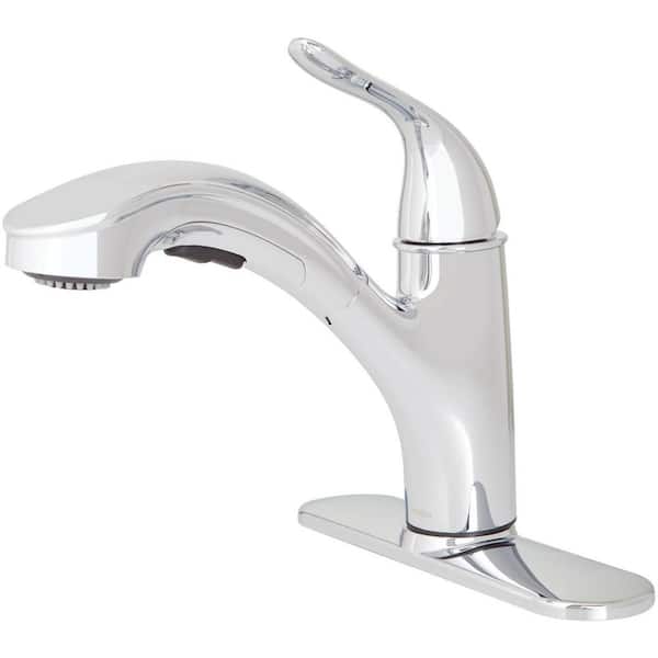 Moen Brecklyn Single Handle Pull Out Sprayer Kitchen Faucet With Power Clean In Chrome 87557 The Home Depot
