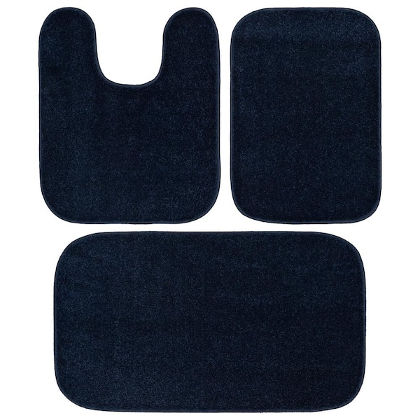 Garland Rug Gramercy Navy Solid Plush Rectangle 3 Piece (No Lid) Bath Rug Set