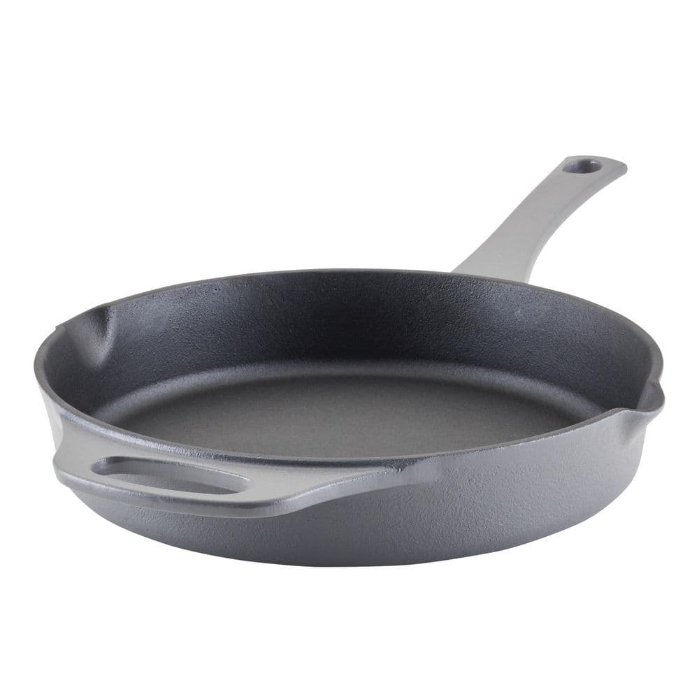Rachael Ray Nitro Cast Iron 10 In Cast Iron Skillet In Gray 48680 The Home Depot