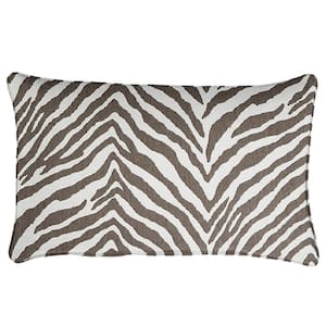 Sunbrella Grey and White Zebra Rectangular Outdoor Corded Lumbar Pillows (2-Pack)