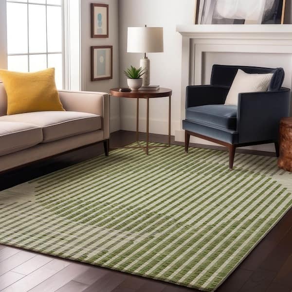 Mayfield Premium Machine Washable Abstract AMF1001 Green 8 ft. x 10 ft. Area Rug