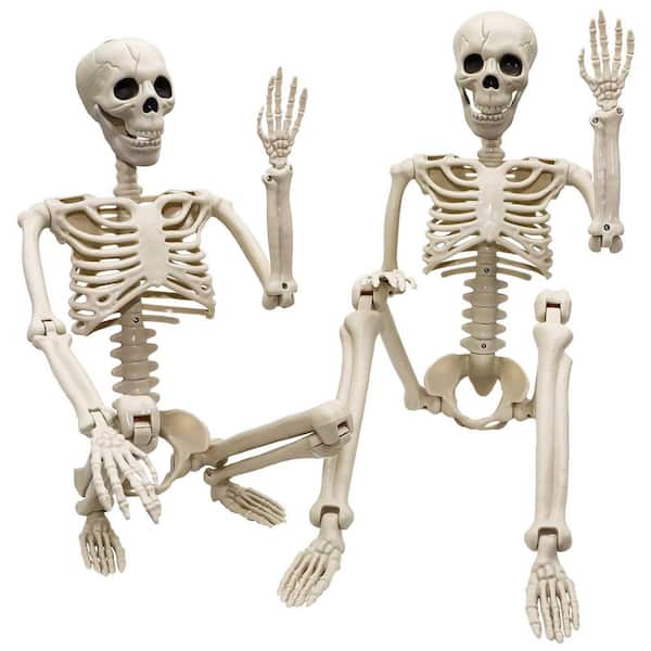 36 in. Garden Stake Skeleton with Full Body Posable Joints, Plastic Skeleton for Halloween Skeletons Decor (2-Pack)