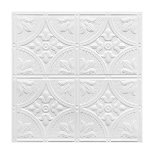 White 2 ft. x 2 ft. Decorative Textured Ceiling Tile 48 (sq. ft. / case) 12-Tiles