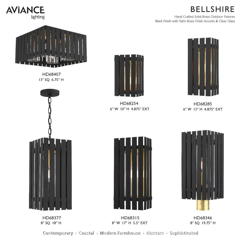 Black and Satin Brass Dimmable Outdoor Wall Lantern with Clear Glass