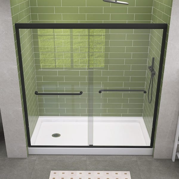 Getpro 68-72 in. W x 72 in. H Double Sliding Semi-Frameless Shower