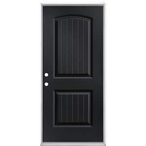 36 in. x 80 in. Cheyenne 2-Panel Right-Hand Inswing Painted Smooth Fiberglass Prehung Front Exterior Door No Brickmold