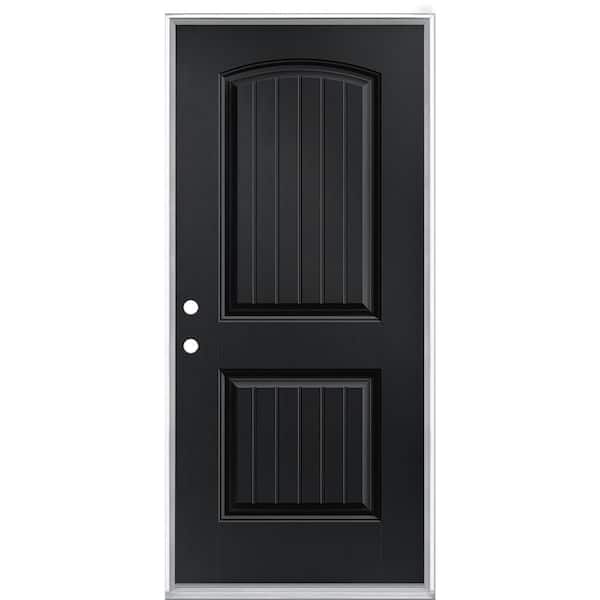 Masonite 36 in. x 80 in. Cheyenne 2-Panel Right-Hand Inswing Painted Smooth Fiberglass Prehung Front Exterior Door No Brickmold
