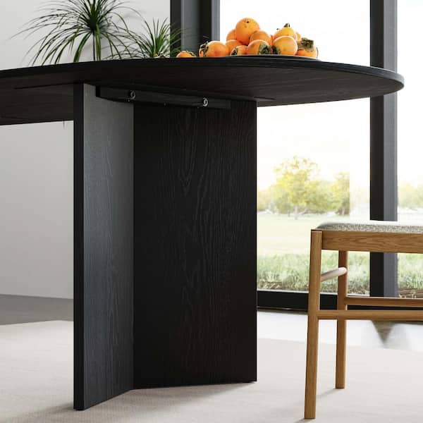 Dovelina Brix Modern Oval Black Wood Top 79 in. Double Pedestal