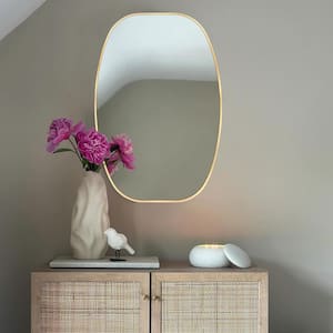 20 in. W x 30 in. H Glod Oval Wall Mirror Aluminum Frame Vanity Mirror Bathroom Mirror