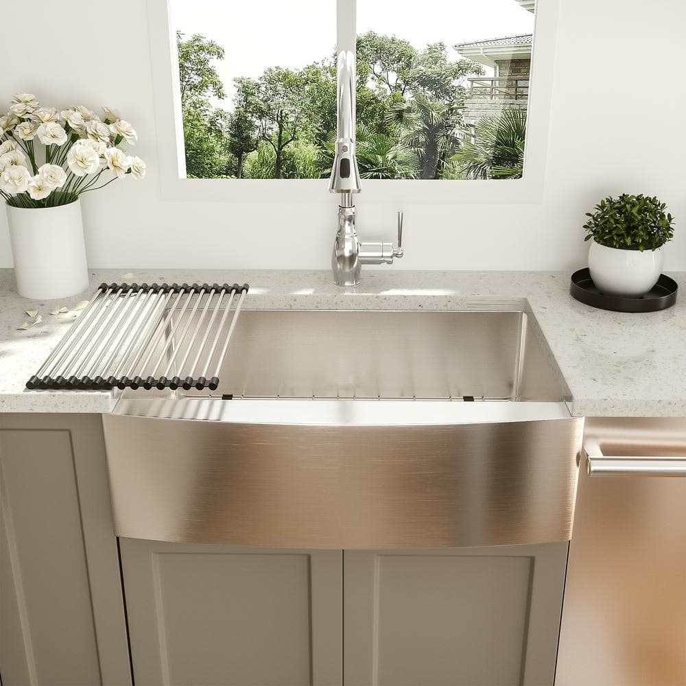 33'' Brushed Nickel Stainless Steel Farmhouse Kitchen Sink