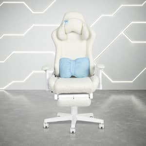 Techni Sport Velvet Reclining Gaming Chair in White with Height