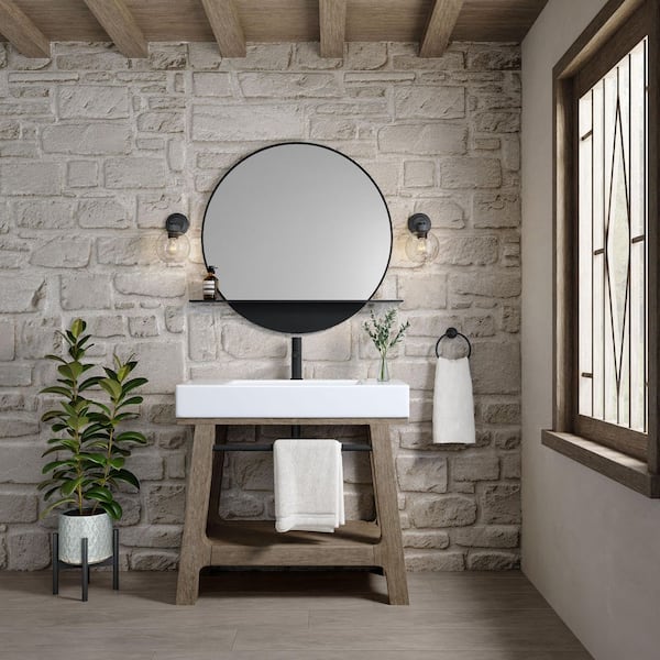 Auburn 35.9 in. W x 18.1 in. D x 29.3 in. H Wood Console Sink Basin and Leg Combo without Top in Weathered Timber