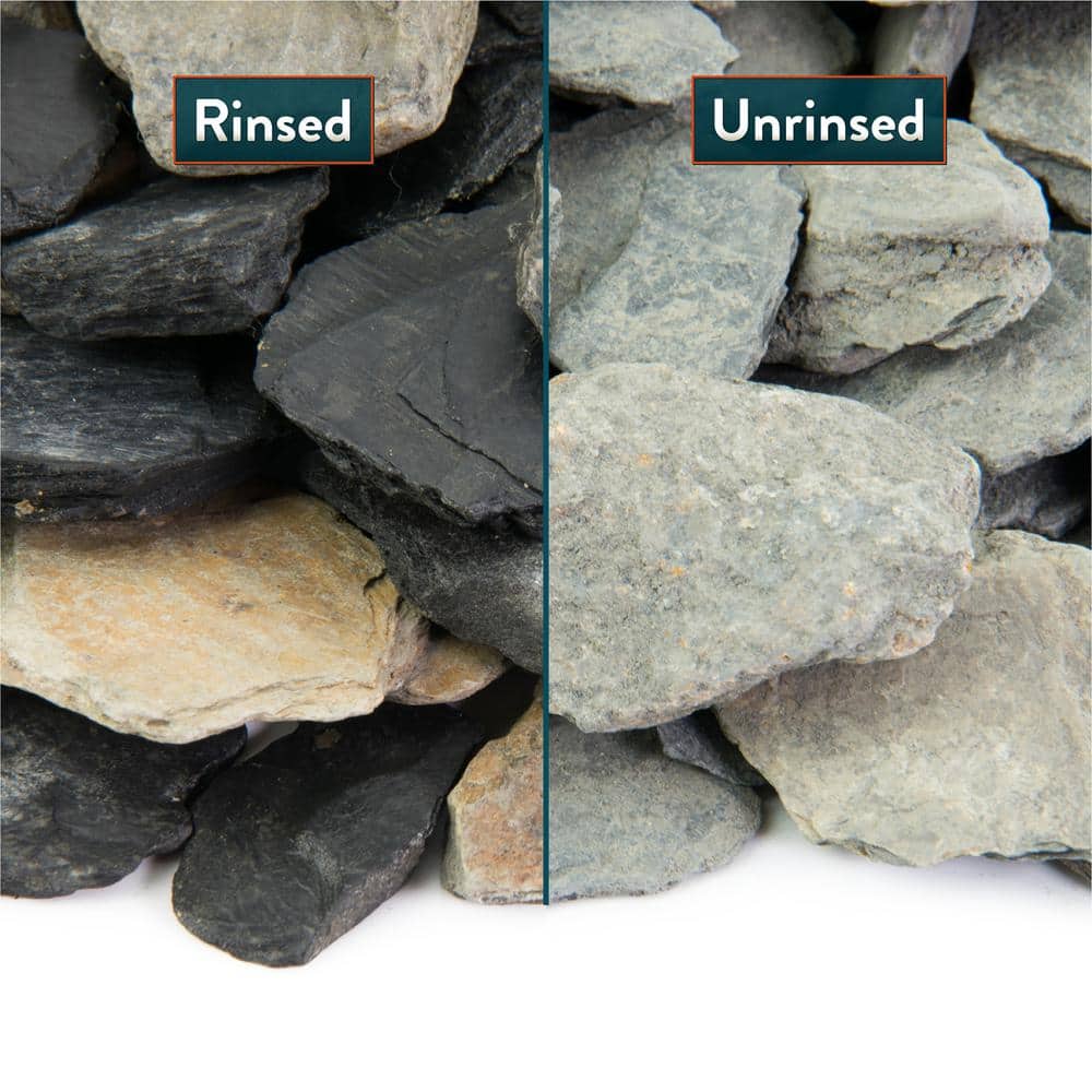 Black and Tan Slate Garden Landscaping Rocks, 10 lbs